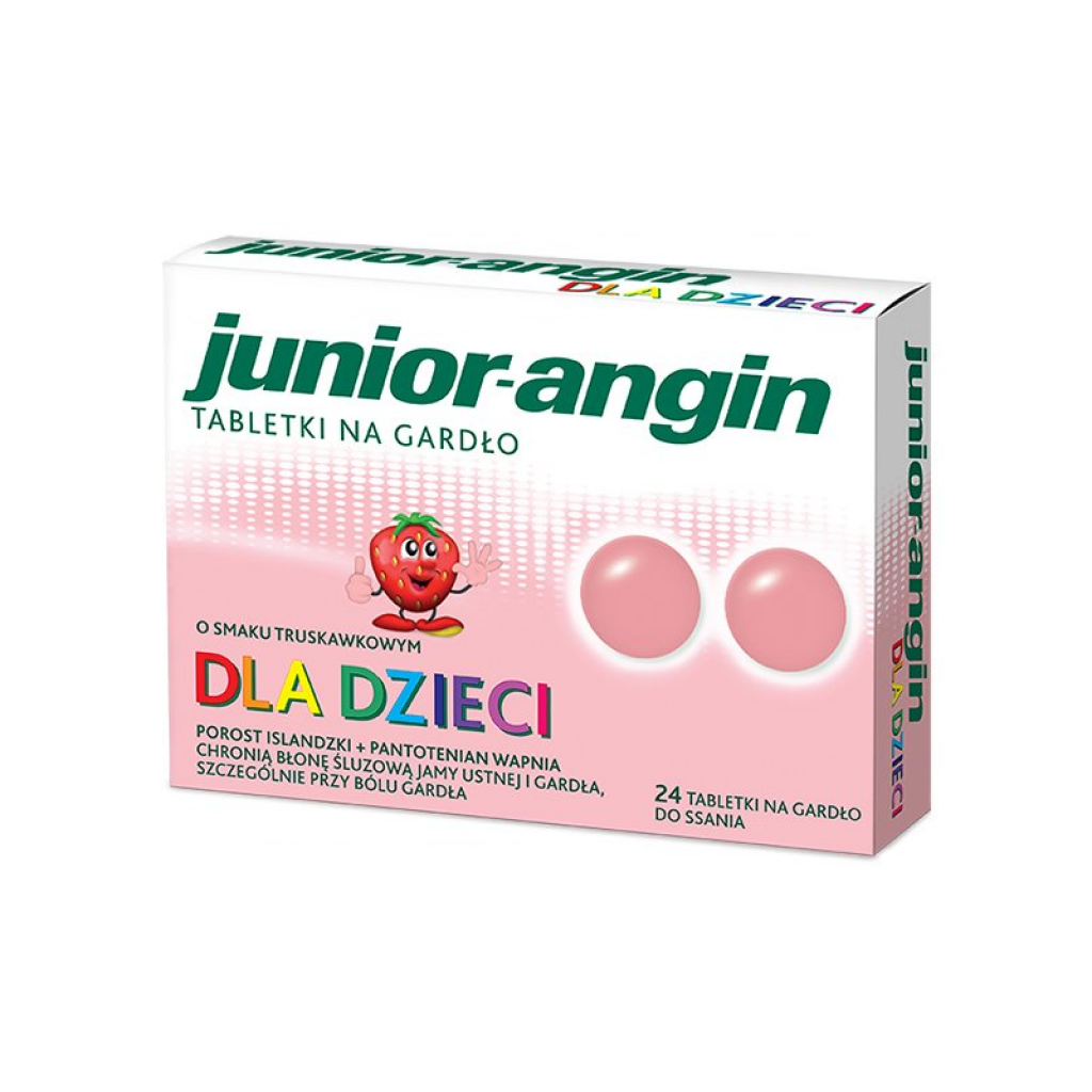 Junior-angin Dla dzieci od 4 lat Smak truskawkowy 24 tabletki