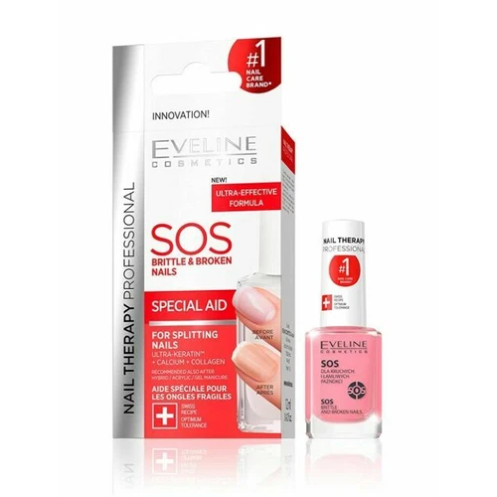 EVELINE Nail Therapy Professional SOS Odżywka wzmacniająca z wapniem i kolagenem 12 ml