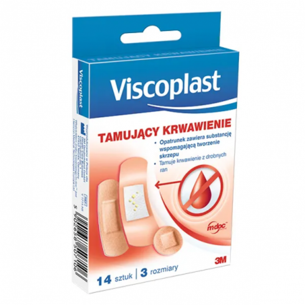 Viscoplast Zestaw plastrów tamujący krwawienie 3 rozmiary 14 sztuk